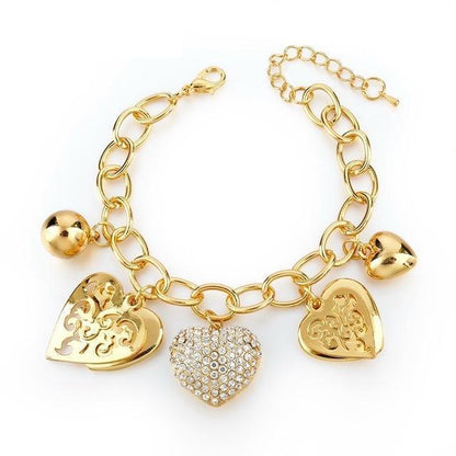 Love Crystal Tag Necklace & Crystal Heart Tag Charm Bracelet