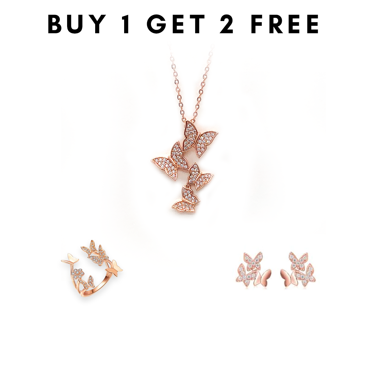 Buy 1 Get 2 Free - Free Spirit Rose Gold Butterfly Bundle