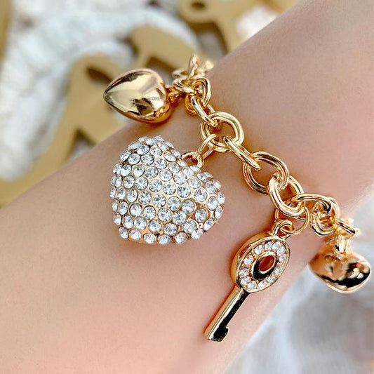 Love Locked Gold Charm Bracelet