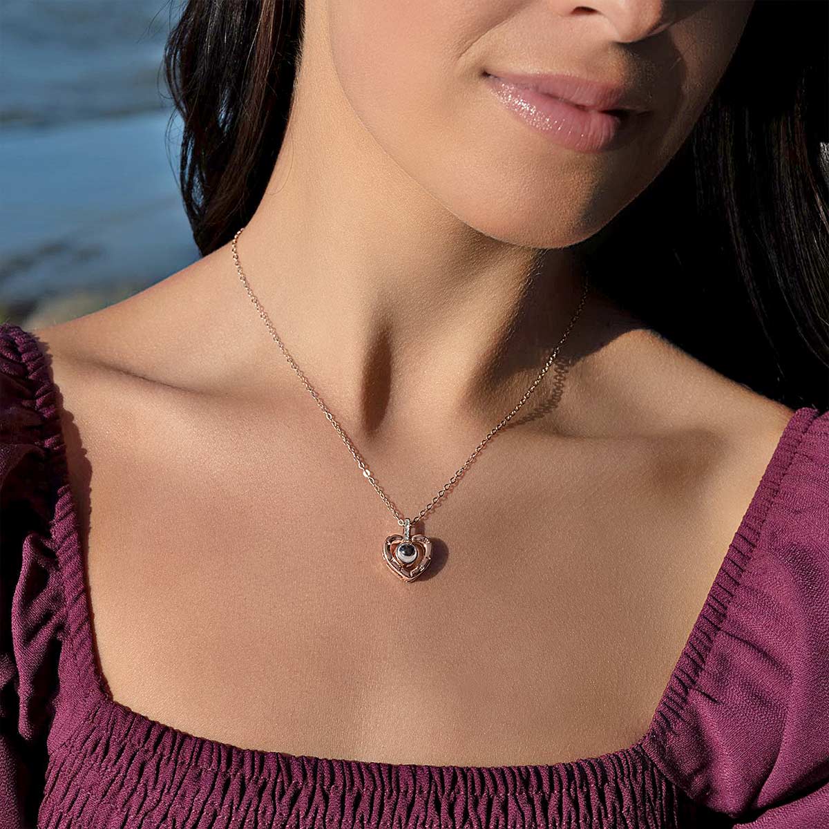To My Daughter the Beauty, From Mom - Hidden Love Heart Edition Rose Gold Necklace Gift Set