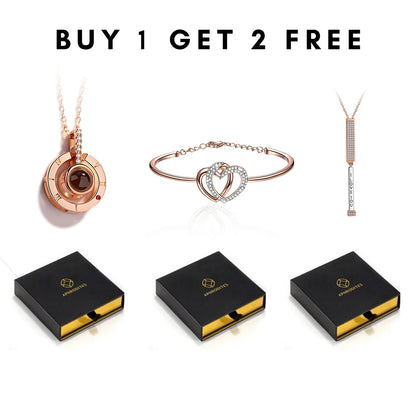 BUY 1 GET 2 FREE Glam Trio of Rose Gold Hearts