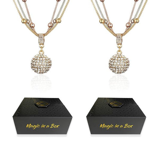 Magic in a Box - 2 Gold Ball Pendant Necklace Gift Set