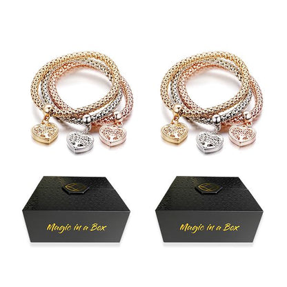 Magic in a Box - 2 Tree of Life Heart Edition Charm Bracelets Gift Set