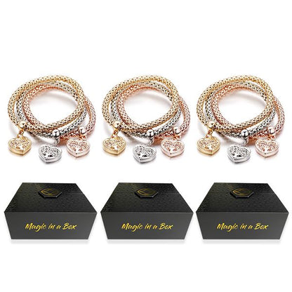 Magic in a Box - 3 Tree of Life Heart Edition Charm Bracelets Gift Set