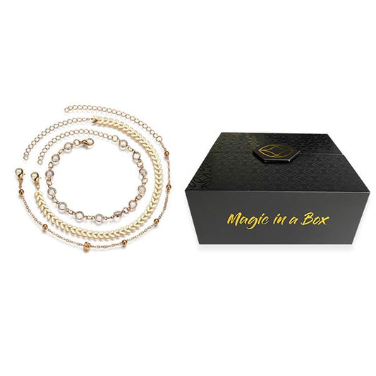 Magic in a Box - Chevron and Crystals Anklet Set - 3pcs