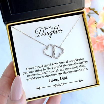 To My Daughter, Love Dad Joined Hearts Necklace