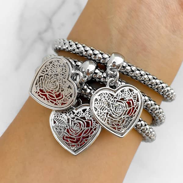 Silver Rose Charm Bracelets