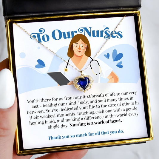 To Our Nurses - Crystal Winged Heart Necklace Gift Set