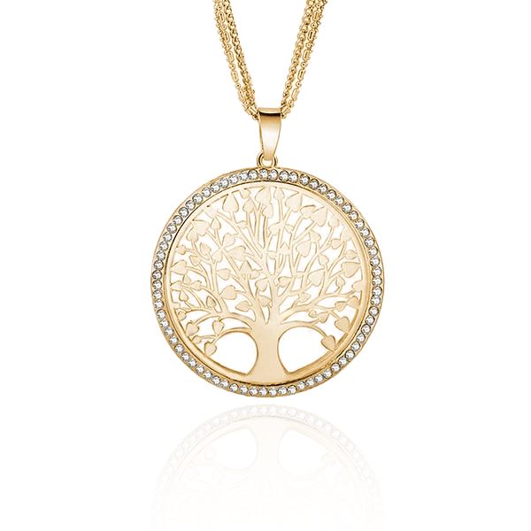 Tree of Life Pendant Necklace with Rhinestones & Crystals
