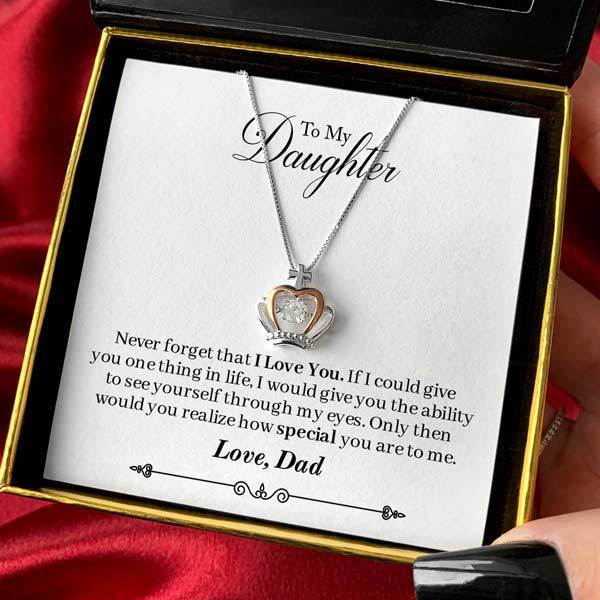 To My Daughter, Love Dad - Luxe Crown Necklace Gift Set
