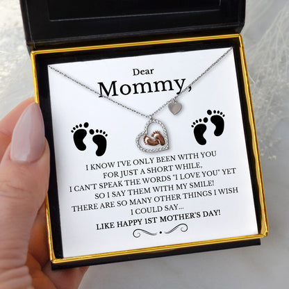 Happy 1st Mother's Day - Baby Feet Heart Pendant Gift Set