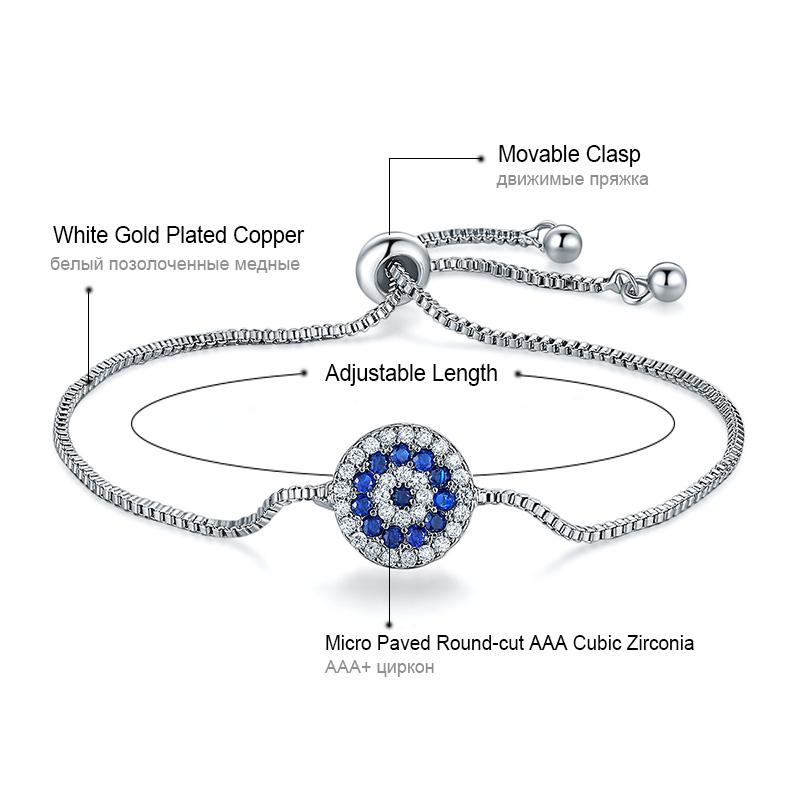 Crystal Evil Eye Adjustable Bracelet