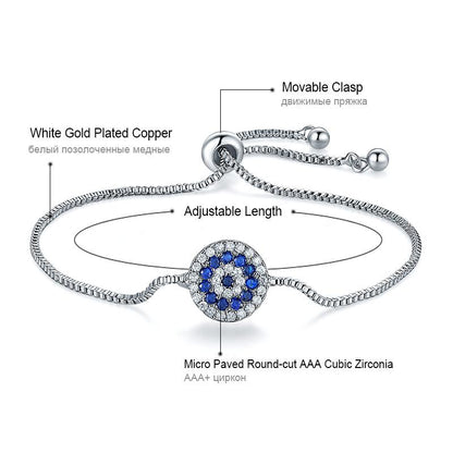 Crystal Evil Eye Adjustable Bracelet