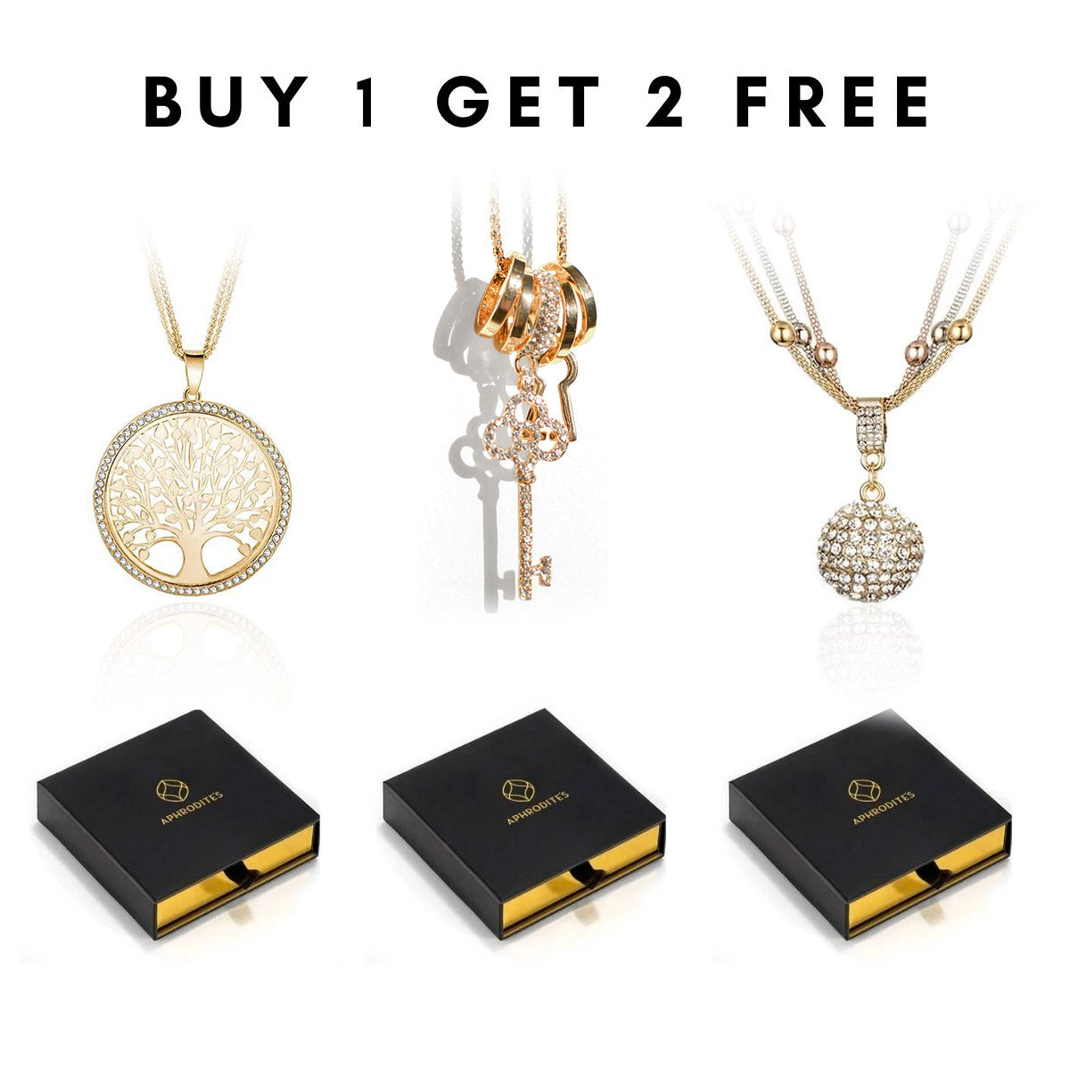 BUY 1 GET 2 FREE Glam Trio of Golden Necklaces