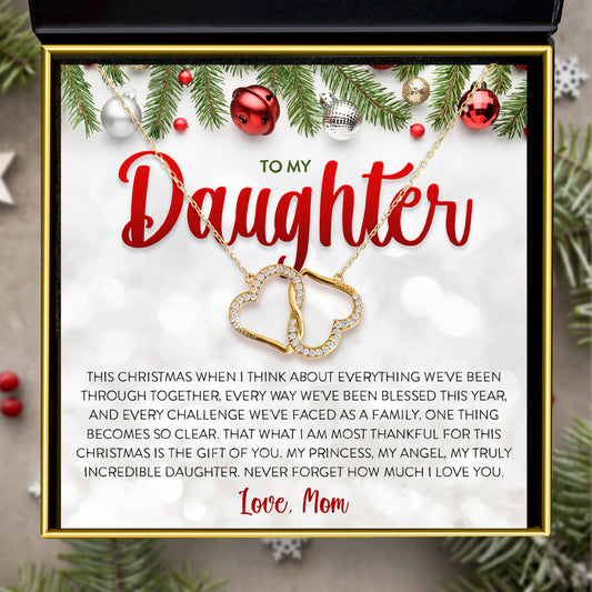 To My Daughter, This Christmas - Gold Joined Hearts Necklace Gift Set