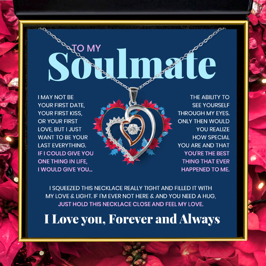 To My Soulmate, I May Not Be Your First Date (Blue & Red Card) - Luxe Heart Necklace Gift Set