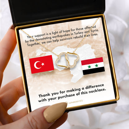 Light of Hope (Turkey and Syria Earthquake Support) - Gold Entwined Heart Necklace Gift Set