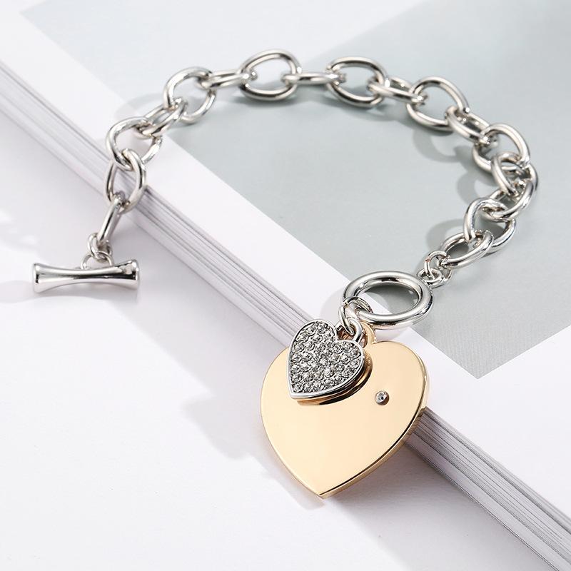 3 sets of Gold Heart Charm Chain Bracelet