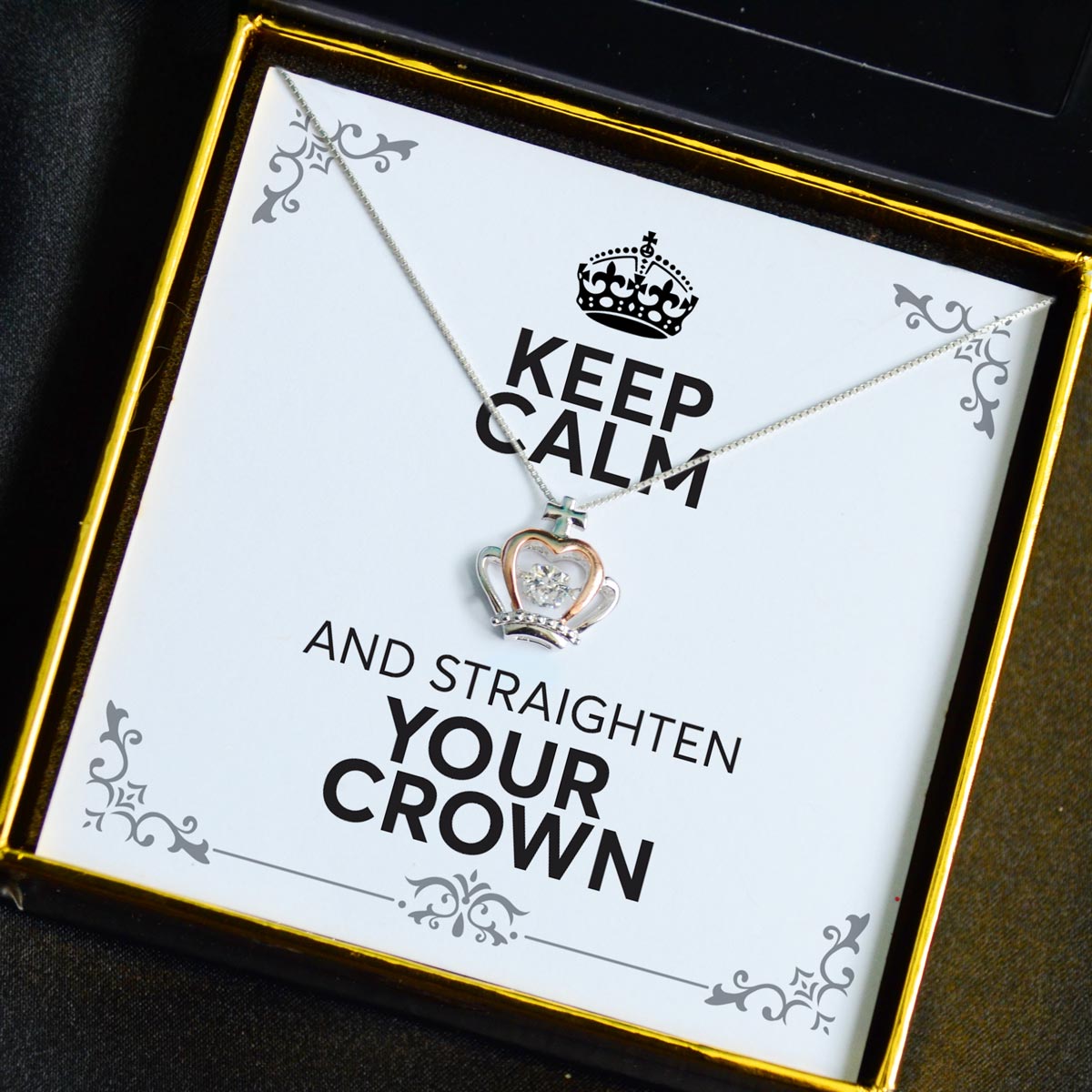Keep Calm - Luxe Crown Necklace Gift Set