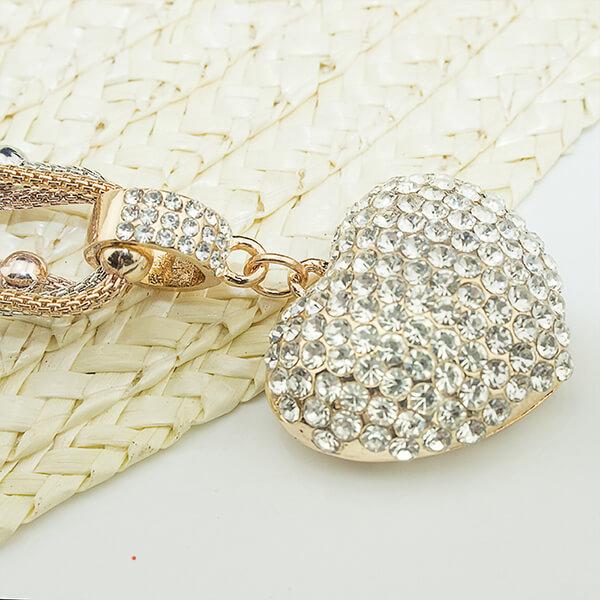 BUY 1 GET 1 FREE - Crystal Studded Heart Pendant Necklace + FREE Crystal Studded Heart Earrings