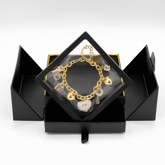 Magic in a Box - Love Locked Gold Charm Bracelet