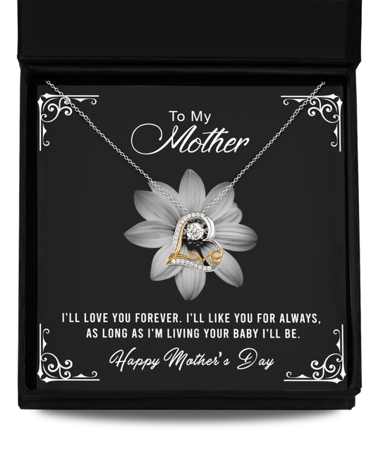 To My Mother, I'll Love You Forever - Dancing Crystal Love Heart Necklace Gift Set