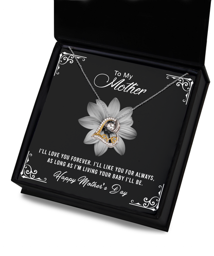 To My Mother, I'll Love You Forever - Dancing Crystal Love Heart Necklace Gift Set