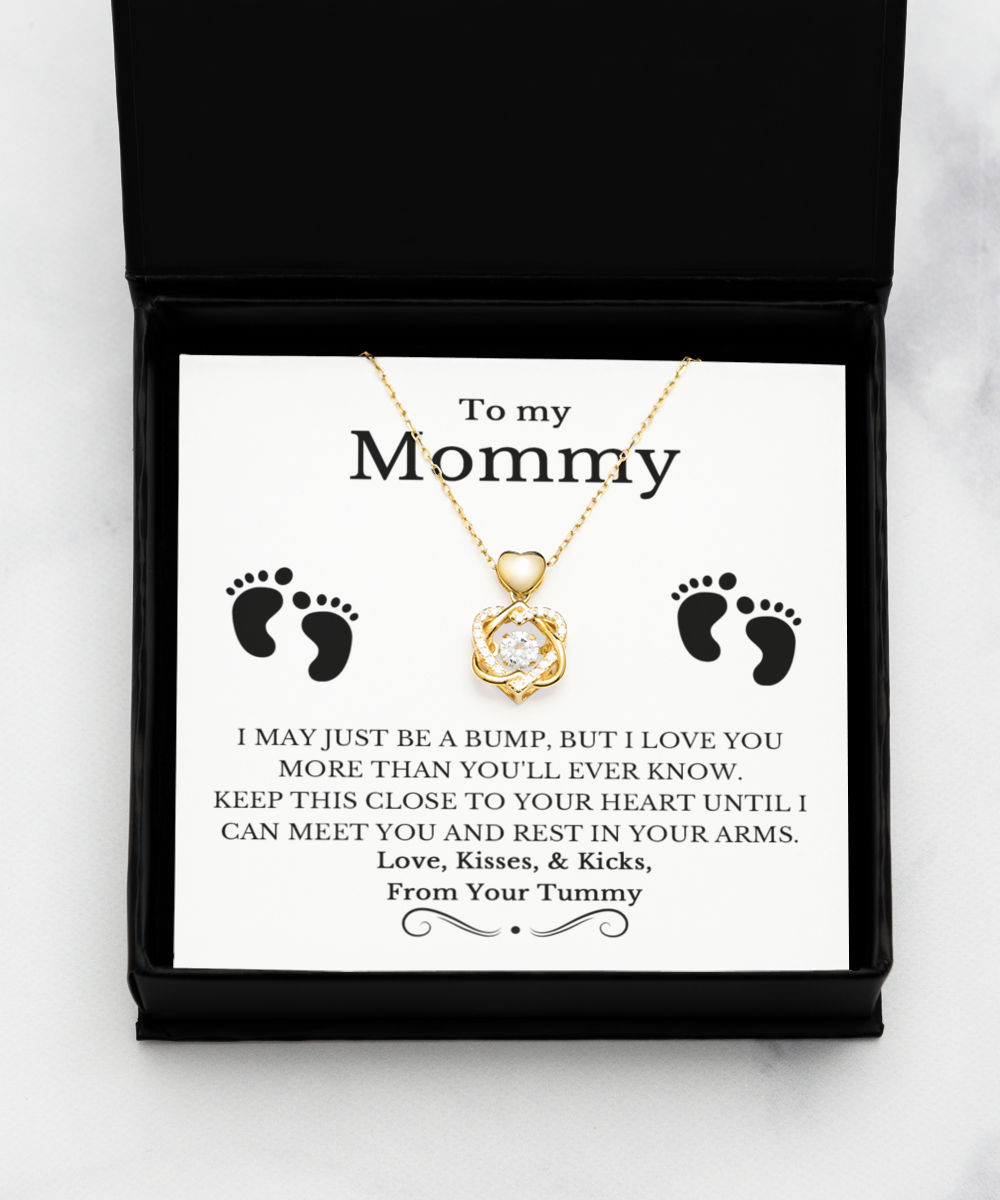 To My Mommy - Heart Love Knot Gold Necklace Gift Set