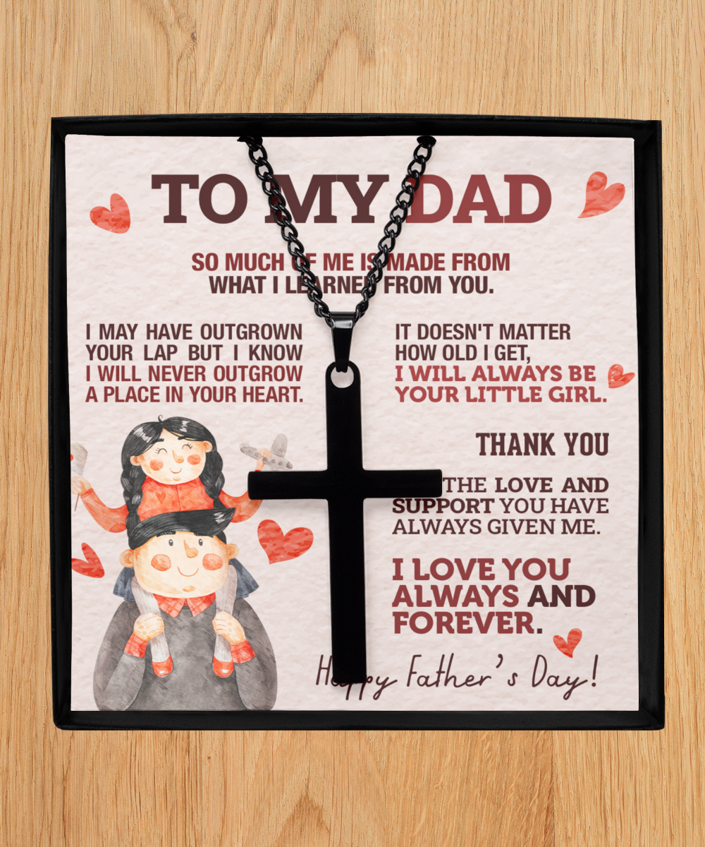 To My Dad, So Much of Me (Father's Day) - Black Cross Necklace Gift Set