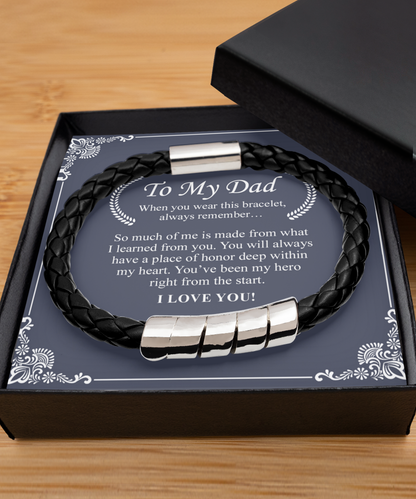 To My Dad, When You Wear This - Men's Black Bracelet Gift Set