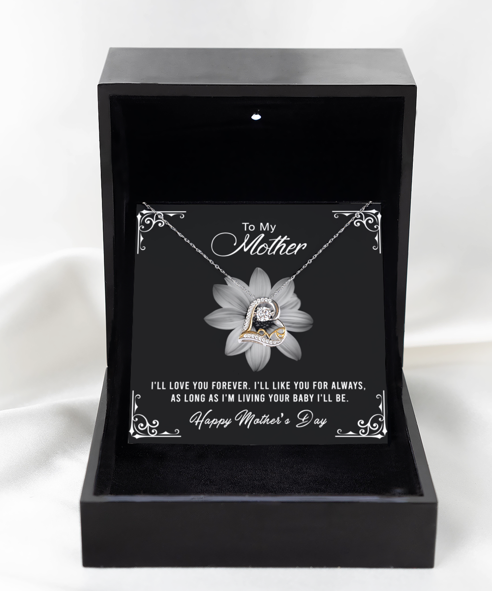 To My Mother, I'll Love You Forever - Dancing Crystal Love Heart Necklace Gift Set
