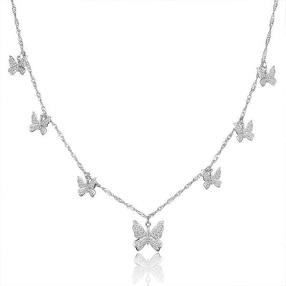 BUY 1 GET 1 FREE - Brilliant Butterfly Silver Choker Necklace + Brilliant Butterfly Silver Mini Hoop Earrings