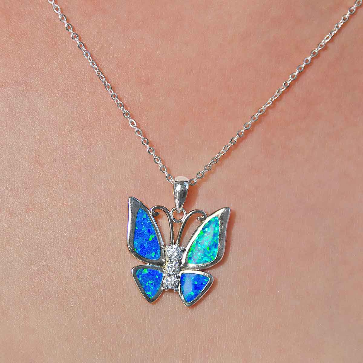 To My Beautiful Wife - Opal Butterfly Necklace Gift Set