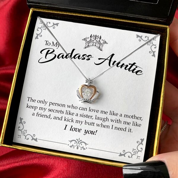 To My Badass Auntie - Luxe Crown Necklace Gift Set
