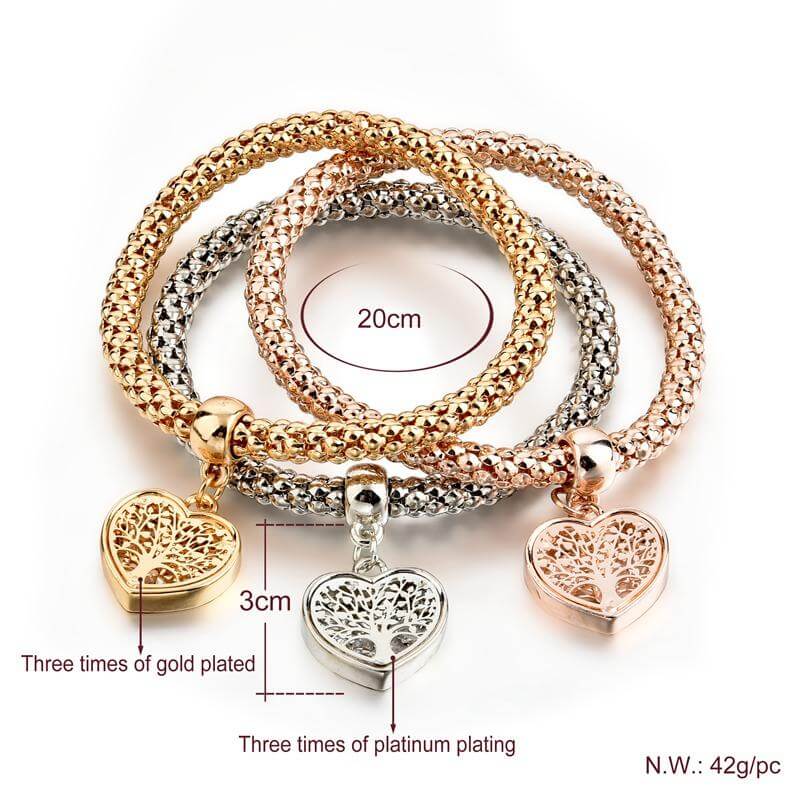 Tree of Life Heart Edition Charm Bracelet with Austrian Crystals