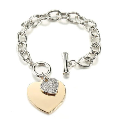 2 sets of Gold Heart Charm Chain Bracelet