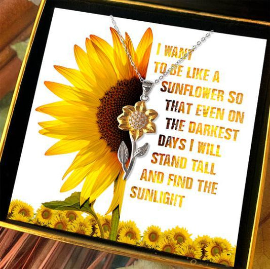 Find the Sunlight - Golden Sunflower Necklace Gift Set