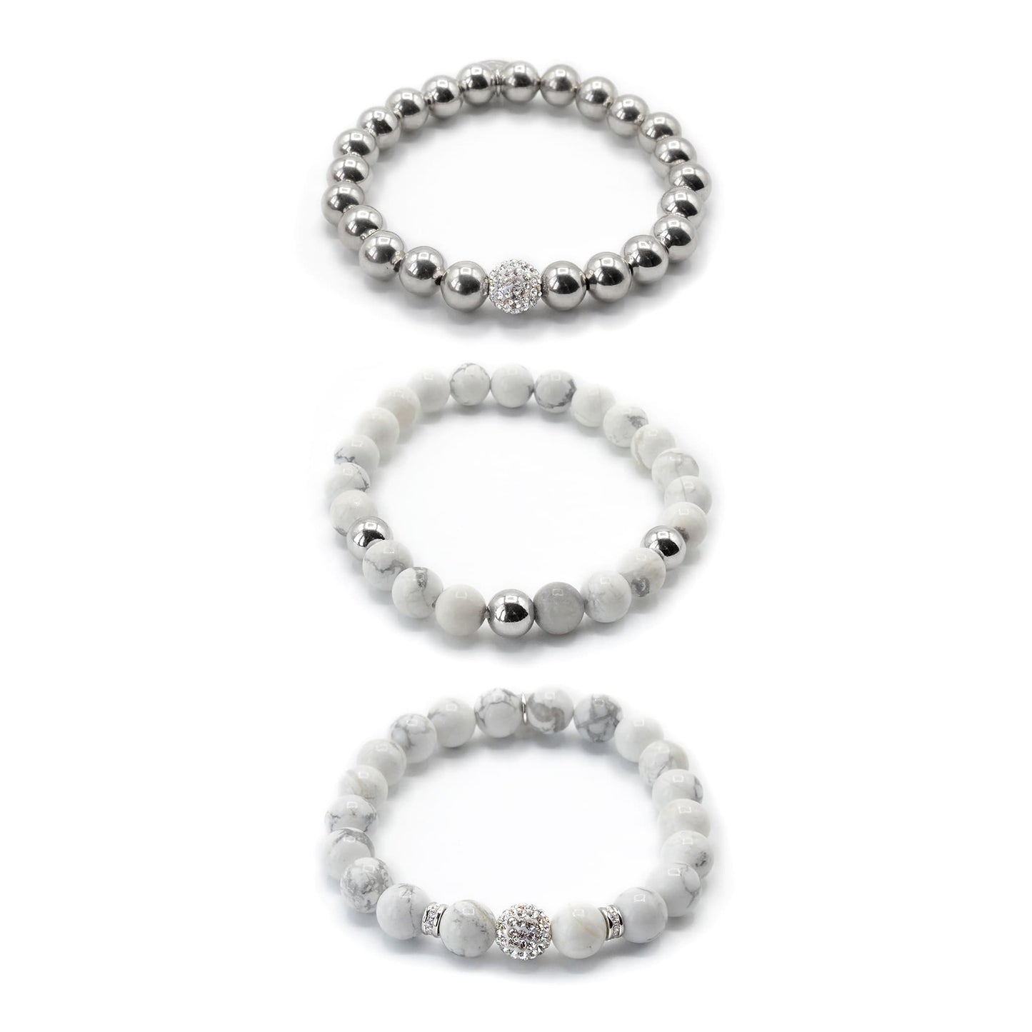 White Turquoise Snow Kissed 3 Pc Bracelet Stack