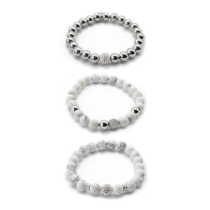 White Turquoise Snow Kissed 3 Pc Bracelet Stack