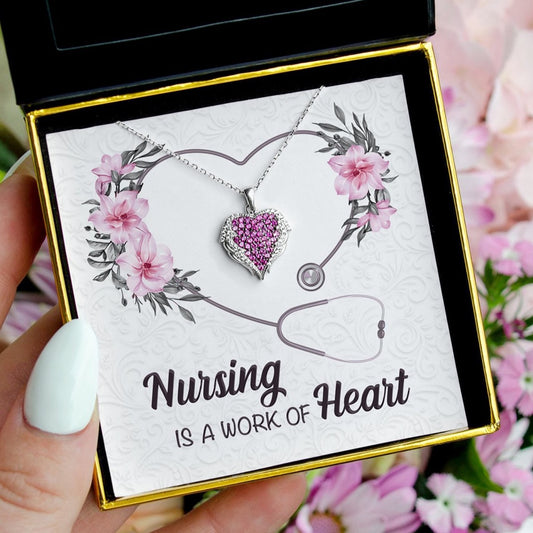 Work of Heart - Pave Winged Heart Necklace Gift Set